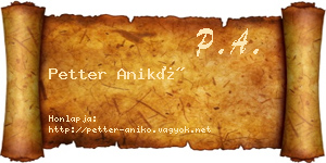 Petter Anikó névjegykártya